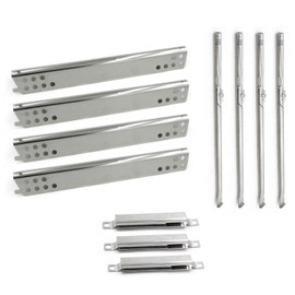 Hongso Grill Parts for Charbroil 463344015 Advantage Series 4 Burner 463343015 463433016 463240115 463432215 463240015 Gas Grills, Stainless Pipe Burner, Heat Plate Tent Shield, Adjust Crossover Tube