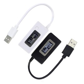 2PCS USB Charging Voltage Tester, USB Voltage Current Detector, Mobile Power Charger Digital Tester Meter, USB Capacity Temperature, Working Time Ammeter Bank Charger Detector (Black+load)