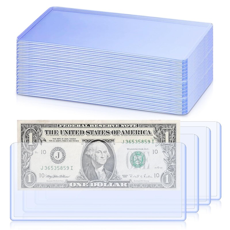 30 Pack Dollar Bill Sleeves, 6.8x2.9 Inch Clear Currency Sleeves