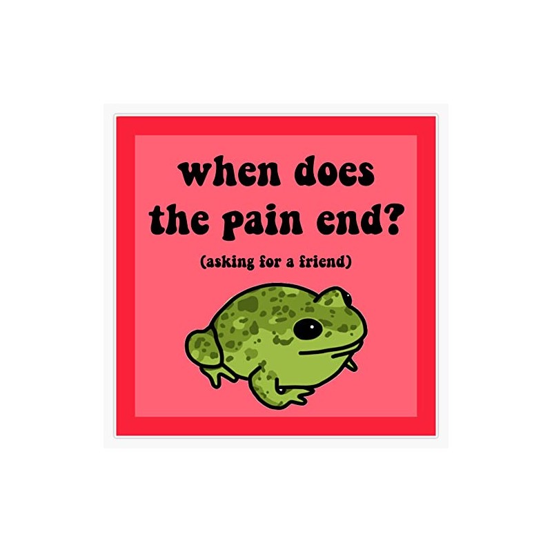 When Does The Pain End? Frog Bumper Sticker Vinyl Decal