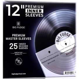 Big Fudge 25x Premium Vinyl Record Inner Sleeves - Clear 3-Ply Album Covers with Anti-Static Rice Paper - Master Vinyl Record Sleeves - Acid Free Protective Cover for 12" Records