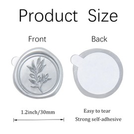 PONATIA Silver Wax Seal Stickers -50pcs Eucalyptus Self- Adhesive Wedding Seal Stickers, Perfect for Invitation Cards, Envelopes, Christmas Cards, Gift Wrapping, Party Decor