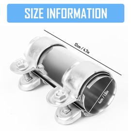 Exhaust Clamp 45 mm Stainless Steel Double Clamp Exhaust Clamp Pipe Connector Universal Corrosion Resistant Exhaust Pipe Clamp for Exhaust Pipe with 45 mm Diameter