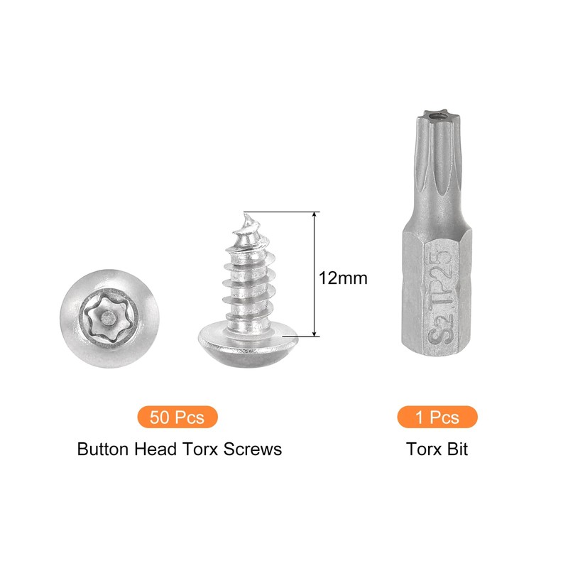 sourcing map M5 x 12mm Button Head Torx Security Sheet