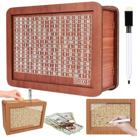 Wooden Savings Bank – Interactive Money Box with Numbered Tracker – Available in 2K, 3K, 5K, and 10K Goals – Durable Wooden Design for Organized Saving (3K)