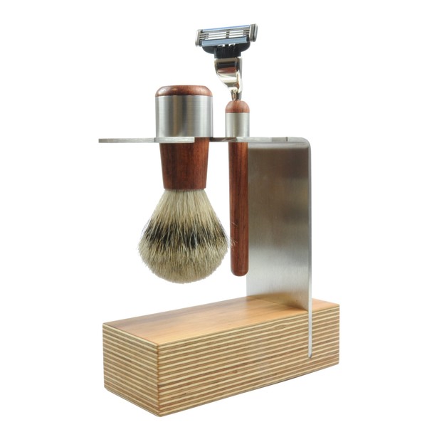 Gold Silver Tip Badger Shave Brush (100%) and Razor Mach3