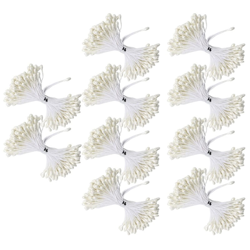 QANYEGN 900Pcs Flower Stamen, Double Heads Artificial Pearl Flower Stamen,