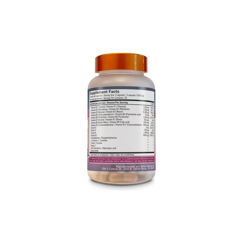 Betel Natural Cerebro B+ Complejo B Vitaminas 90 Cápsulas