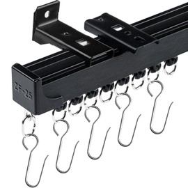 MLOQI Curtain Tracks Ceiling with Soundproof Strips, Curtains Tracks Rails System, Black Ceiling Track for Curtains 12-15 Feet