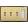 Egg & Dart Antique Brass 4 Gang Combo Switch Plate