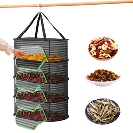dellyy Frockennetz Kräuter 4-Lagiges, Kräutertrockner Hängend, Klappbar Trocknen Netz, Aufhängen Trockennetze Zum, Klappbar Trocknungsnetz, Aufhängen Trockengestell, Drying Net für Blumen, Früchte