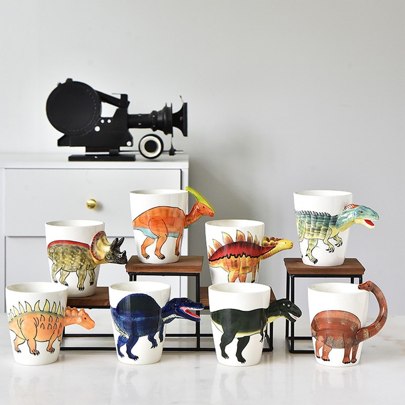 400ml Dinosaur Shaped Mug Cute Animal Ceramic Mug Office Mug
