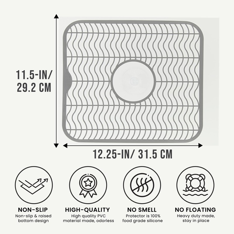 DecorRack Gray Sink Protectors for Kitchen, Plastic 12" x 11"