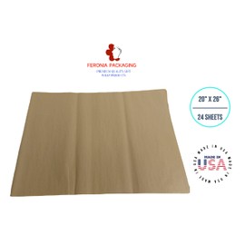 Cuadrados de papel de seda, 24 hojas, papel de regalo premium y suministros de arte para cumpleaños, día festivo o regalos por Feronia embalaje, grande 20 x 26 pulgadas, Oro envejecido, 20 x 26