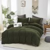 CLOTHKNOW Army Green Fluffy Twin Comforter Set 3Pcs Dark Green