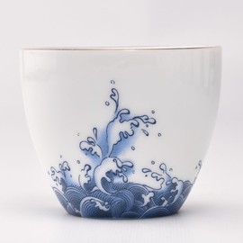 Tenka Tea Ceremony Cup (Wavagami), 1.6 fl oz (45 ml) (Full Water, 2.4 fl oz (70 ml), Chinese Tea Ceremony, Shinmyo Cup