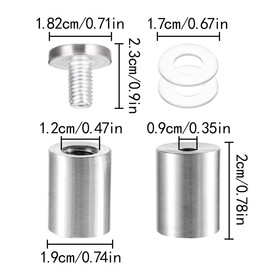 HAIKING Stainless Steel Standoff Screws, 12 PCS Silver Wall Mount Advertising Screws for Hanging Acrylic Picture Frame, Advertising Screws Kit (19 x 25mm/0.74 x 0.98in)