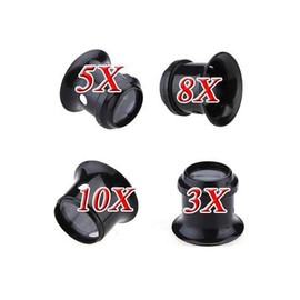 (3X 5X 8X 10X) - Watch Repair Magnifier Eyes Jeweller Loupe Optical Glass Magnifying Glasses Portable Watchmaker Repair Tool Kit for Jewellery Making Coin Hobbies Gems Stamp Engravings (4 Pcs 3X 5X 8X 10X)