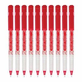 Dollar Wow Fineliner Pens, RED, Fine Tip (0.3mm), Pack of 10, Precise Fine Writing, Write Draw Sketch Colour Pens, Ideal for School Office Home Use