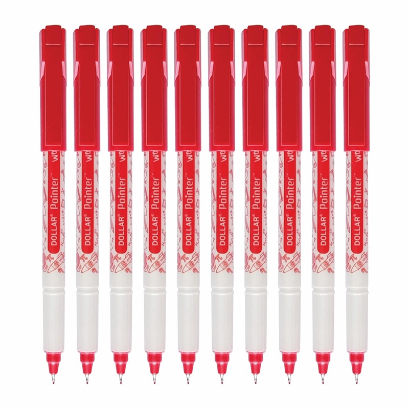 Dollar Wow Fineliner Pens, RED, Fine Tip (0.3mm), Pack of