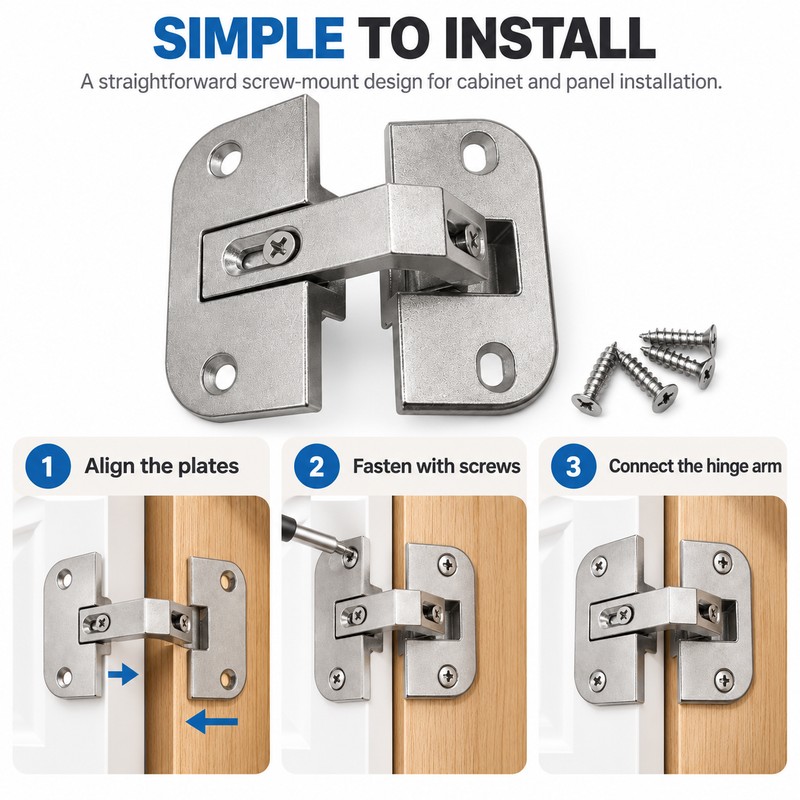 Zinc Alloy Furniture Hinge for Cabinet Doors – Detachable Flip