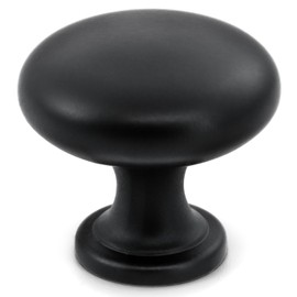 HESTIA HARDWARE 25 Pack | 1.15 Inch Black Zinc Cabinet Knob, Drawer and Dresser Knobs | Kitchen Cabinet Knobs and Bathroom Drawer Knobs | Round Matte Black Knob (Z5.25.D)