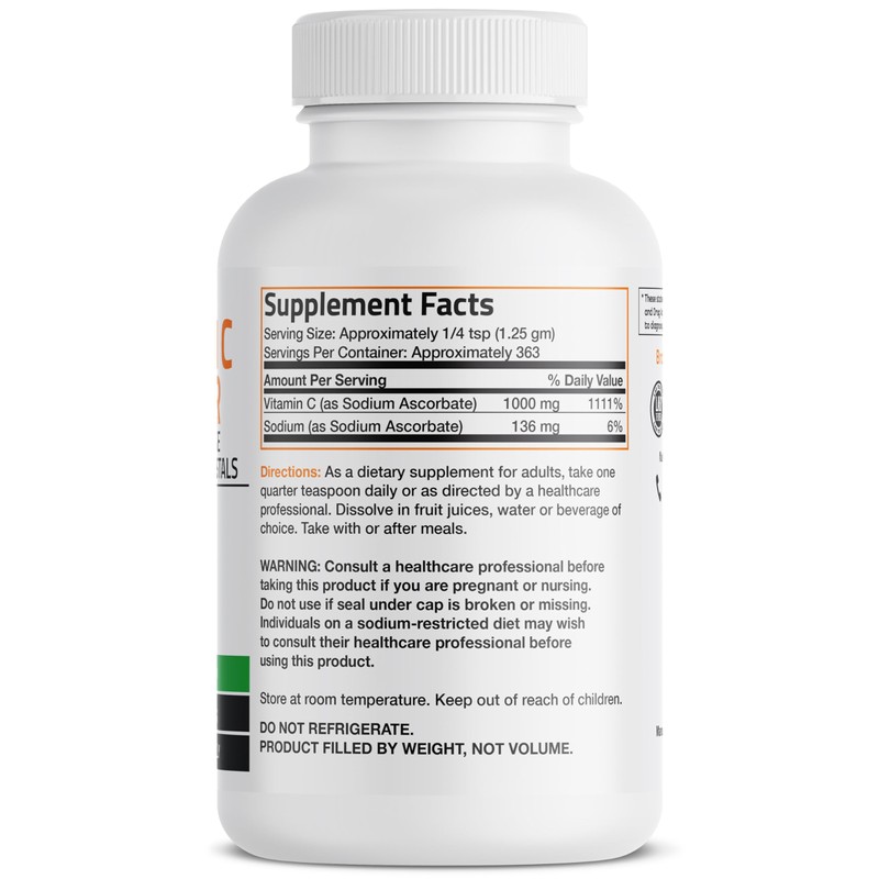 Bronson Non Acidic Vitamin C Powder Sodium Ascorbate Non GMO