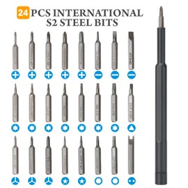 ABLY 25-in-1 Precision Screwdriver Set, Magnetic Bits, Aluminum Handle, Phone Repair Tool Kit, Gray