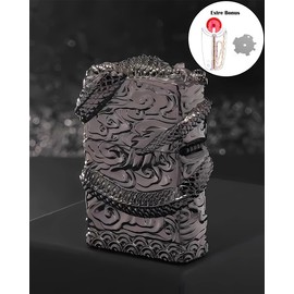 Lighter Dragon Candle Lighters Vintage Portable Antique Lighter Reusable Windproof Soft Flame Trench Lighters for Collection/Decorative/Gift/Present (Black)
