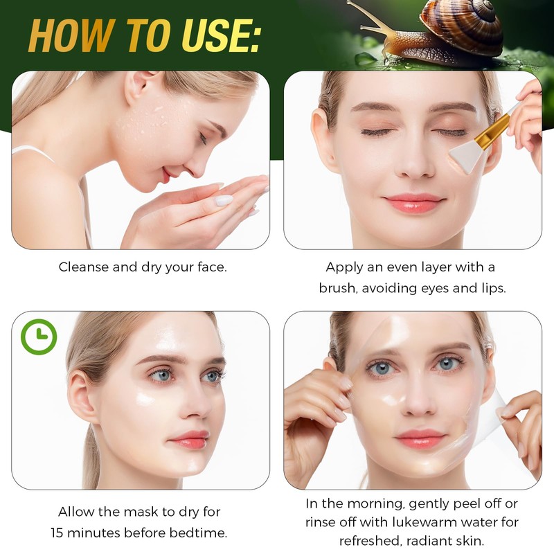 chenyayun 2Pack 9000PPM Snail Mucin Collagen Overnight Wrapping Peel Off