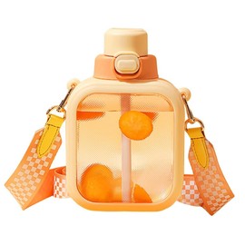 MiOYOOW Flat Water Bottle, Cute Square Bottle, Travel Outdoor Supplies for Women Outdoor Sports Camping Gym Fitness 24oz (700ML)