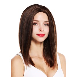 WIG ME UP - VK-51-2T30 Women's Wig Shoulder Length Straight Blunt Cut Middle Parting Chestnut Brown Mix