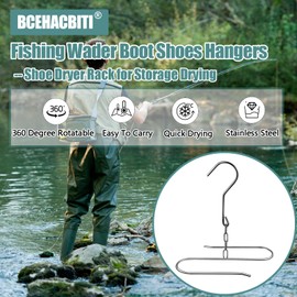 Fishing Wader Boot Shoes Hangers - Rain Boot Hanger, Stainless Steel Boots Hanger for Tall Boots, Garden Shoes, Cowboy Shoes, Fishing Boots, Drying Boots, Footwear Storage Rack (2)