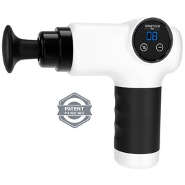 SPA SCIENCES - SmartGun Pro – Therapeutic Deep Tissue Percussion Massager – for Muscle Soreness – with Interchangeable Heads and 8 Intensity Levels – USB Rechargeable – White