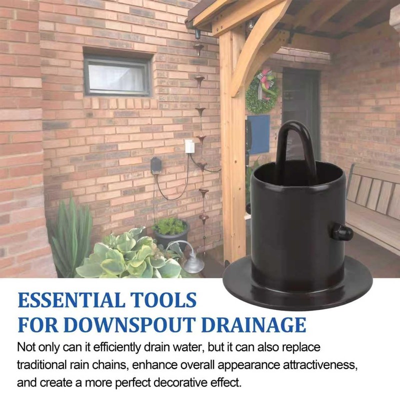 HOLEPU Rain Chain Gutter Adapter, Replacement Downspout for Gutters Black