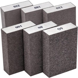 Premium Sanding Block,6 Pcs Sanding Sponges of 60/80/100/120/180/220 Variety Grits,Washable and Reusable – Durable, Versatile for Wood, Metal, Automotive & More