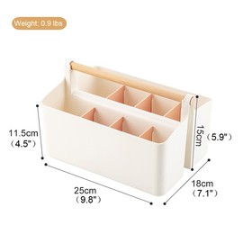 Vidifor Large Plastic Portable Caddy with Handle, Storage Organizer Bin with Adjustable Dividers for Art Supplies, Crafts, Colored Pencils, Makeup Desk