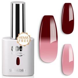 YTD Likomey Color Changing Gel Nail Polish,HEMA Free TPO Free,15ml Nude Pink Burgundy Red Mood Temperature Change Colors Fall Winter UV Nail Varnish,Thermal Salon Quality Manicure,WB434