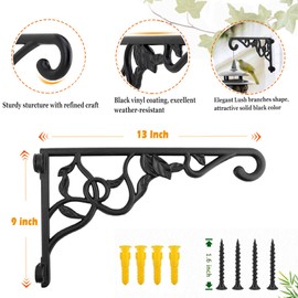 Fashion&cool Heavy Duty Hanging Plant Brackets, 13" Hand Forged Wall Mount Bracket Durable Rust-Resistant Hummingbird Plant Hanger Hook for Hanging Plants Bird Feeder Lantern Wind Chimes