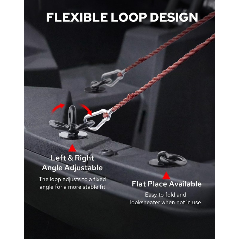 Benlari UTV Tie Down Anchors 1-7/16" Flexible Loop Lock and