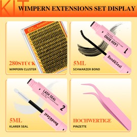 Glowvane Eyelashes Individual Kit 10-18mm, Cluster-Lashes Kit D Curl, Cluster Lashes with Lash Bond and Seal and Tweezers(40D V01)