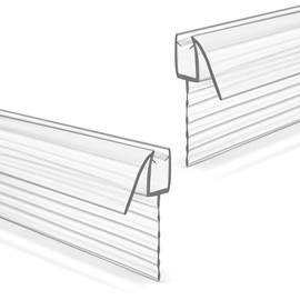 Bathroom Shower Glass Door Bottom Seal Strips, Length 39 Inch 2PCS Transparent PVC Door Bottom Seall Strips for 1/4" (6MM) Thick Framless Glass Panel