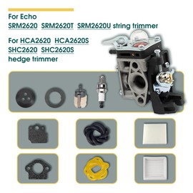 SRM 2620 Carburetor Air Filter Tune Up Kit for Echo SRM2620 SRM-2620T PPT-2620 HCA-2620 Trimmer, 26X Carb Parts for Shindaiwa T262 T262X C262 LE262 EB262 Blower Trimmer, Replace A021004600 A021004601