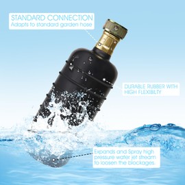 Drain Cleaning Bladder Unclogs Main Drain&Sewer Line,Water-Powered Drain Clog Cleaner Fits 4 to 6 Inch Drain Pipes Includes Bathroom,Swimming Pool,Basement,Bathtub,Kitchen