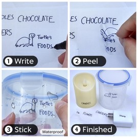 JIEHENG 170Pcs Clear Removable Labels for Jars,for Storage Bins,for Food Containers with 2 Liquid Chalk Marker(Transparent)