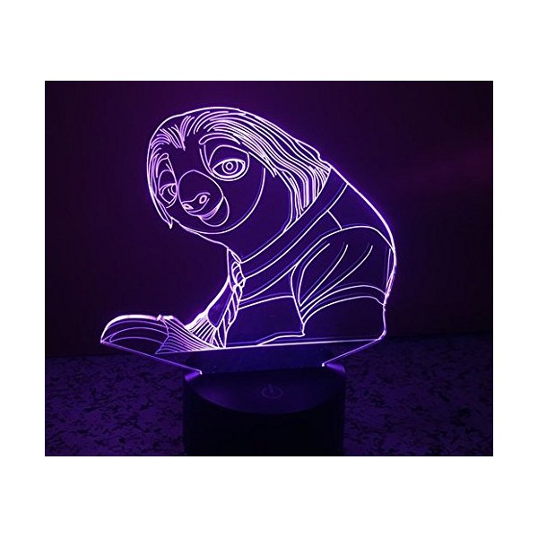 Birthday Gift Sloth 3D Optical Illusion Gift Night Light Lamp - 2 Functions 7 Color RGB Colorful USB Charging or AA Battery - Acrylic Crystal Panel Funny Sloth Flash 3D Decorative Light Lamp