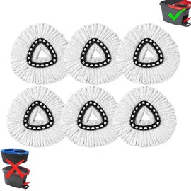 Spin Mop Replacements Head Compatible with Ocedar EasyWring 1-Tank System,Microfiber Spin Mop Refills Head, 1 Mop Scrub Brush + 1 Mop Base Set + 5 Mop Heads Cleaning Floor Mop Head:_2pcs Scrub Brushes