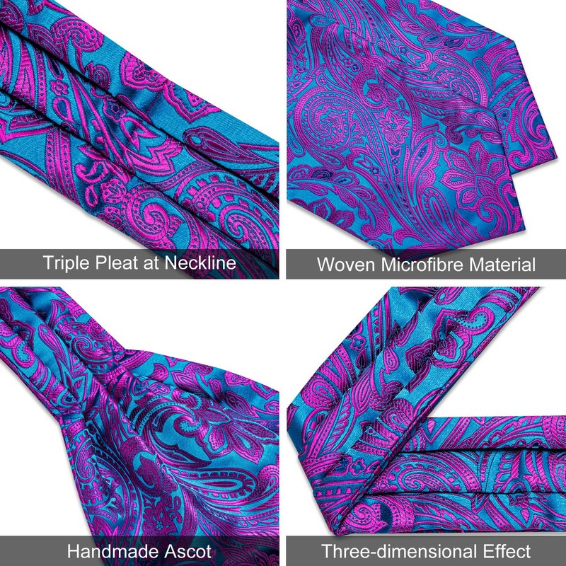 DiBanGu Luxury Ascot Self Tie Set for Men Woven Paisley