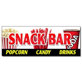 24" Snack BAR Candy Popcorn Drinks Decal Sticker Cold Sandwiches Kettle Corn