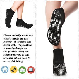 YUFFQOPC Yoga Socks, Grip Non-Slip Non-Slip Socks for Men and Women Unisex Non-Slip Non-Slip Barre Socks for Yoga Home Workout Barre Pilates Pregnancy Hospital, 5 Black